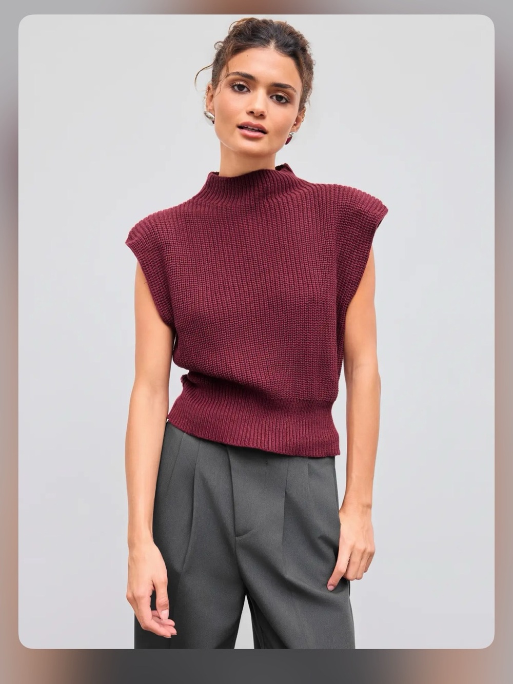 Cider SOLID HIGH NECK KNIT VEST M WC17-8
